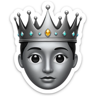 the black crown has a face sticker