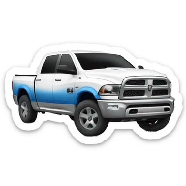 Dodge ram white truck faded to blue sticker