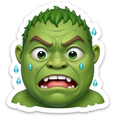 An oger is crying with tears in his eyes sticker