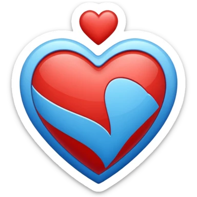 corazon azul y rojo con rayas sticker