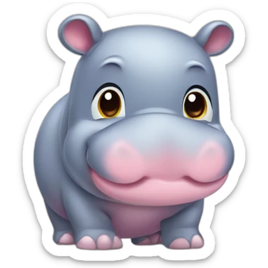 Cute little chubby Hippopotamus sticker