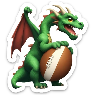 Dragon holding a rugby ball  sticker