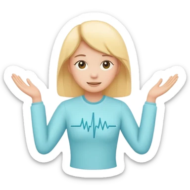 Smart health assistant emoji logo, human silhouette + pulse line, simple vector, soft colors sticker