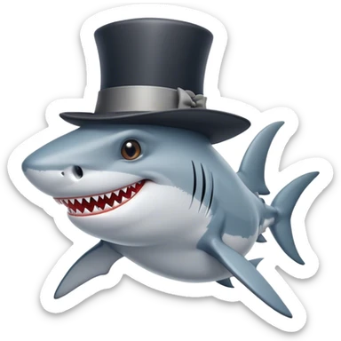 Shark with a top hat sticker