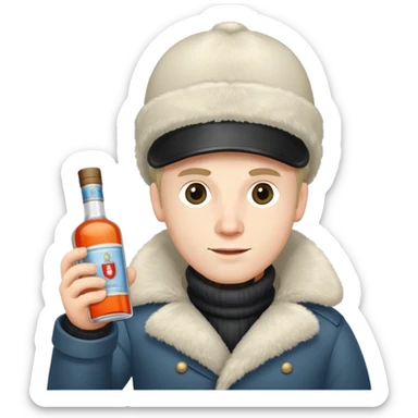 Nikolai Belinski from Call of Duty Zombies with ushanka hat and vodka bottle sticker