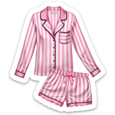 Striped pink and white silk Victoria’s Secret pajama set sticker