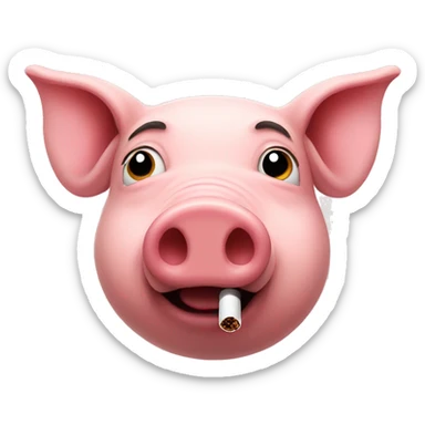 pig with a cigarette sticker
