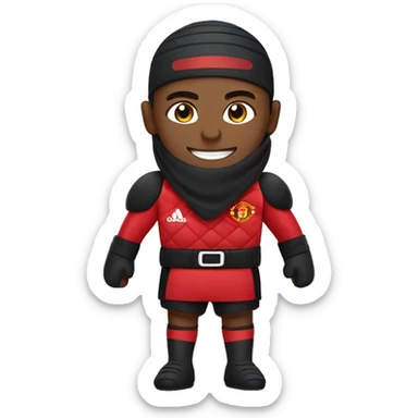 A ninja wearing a Manchester United training kit sticker