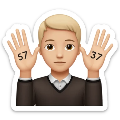 Make a person doing the 67 meme with the words six seven on there hands  sticker