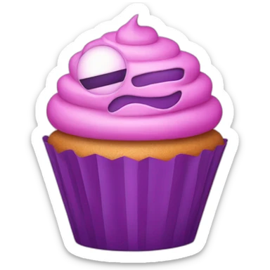 Pink and purple cupcake robot sticker