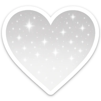 Modify the heart with a night sky gradient to white night theme with a white gradient, more stars, and a soft glow. Remove the background entirely  sticker