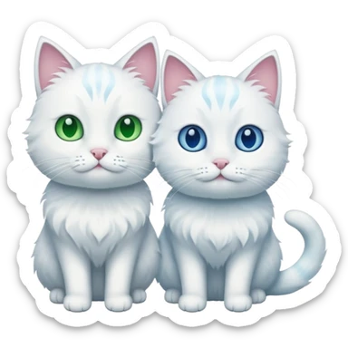 A white cat with different eyes: the left one is green, the right one is blue sticker