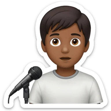 Boy with a microphone hair braun  sticker