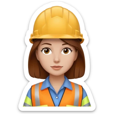 Her with Brown hair and a hint of amber and a hardhat sticker