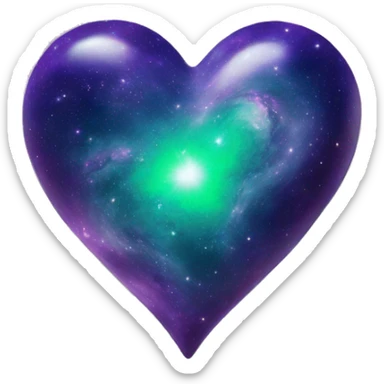 green and purple galaxy heart sticker