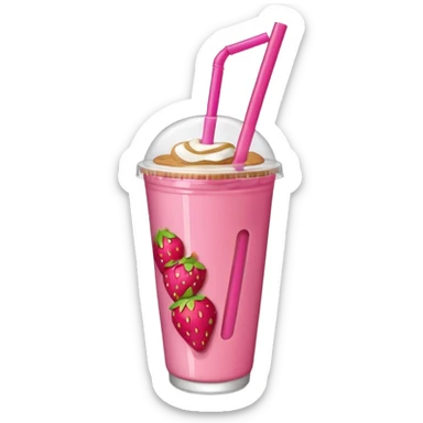 strawberry biscoff drink with lid and straw without face sticker
