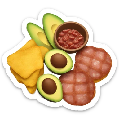 Dominican plate with tostones, avocado and fried salami sticker