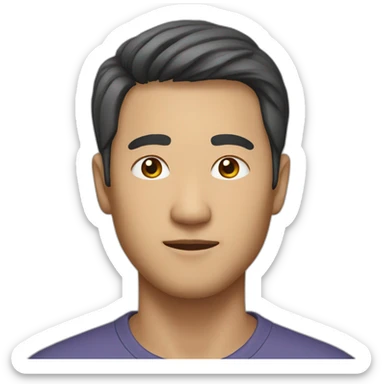 40-year-old Asian male, eyes, short hair sticker