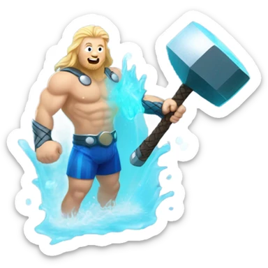 Thor in a swimming pool sticker