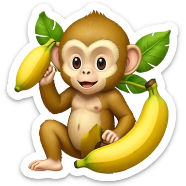 Banana Monkey Green Pink Yellow sticker