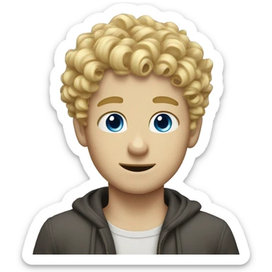 curly blonde boy blue eyes and small mustache sticker