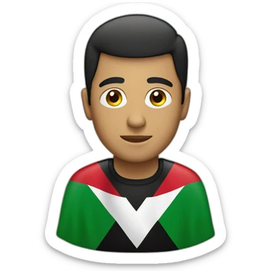 A man wearing a Palestinian flag sticker