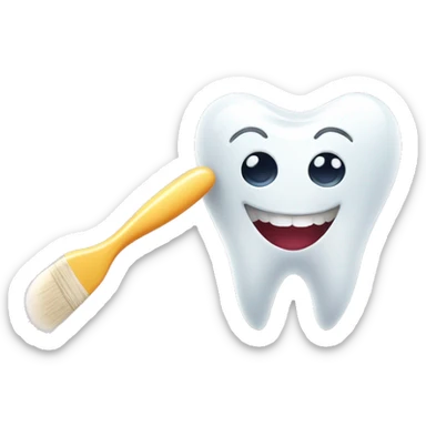 cute tooth with eyes, beautiful smile and brush tooth sticker
