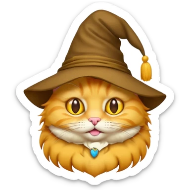 Yellow cat emoji wearing a sorting hat sticker