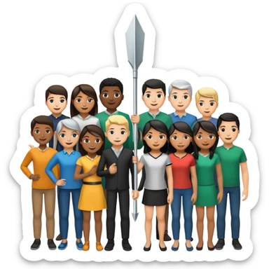 arrow going from one figure to a group of people sticker