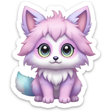 Kawaii pastel colorful ethereal anthro fursona Fakemon sticker