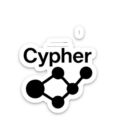 Recolor the robot head blue and change the design to look like a female robot, keeping the 'Cypher' text and graph database node-link motif. sticker