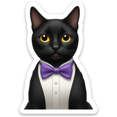 black cat wearing bow tie sticker