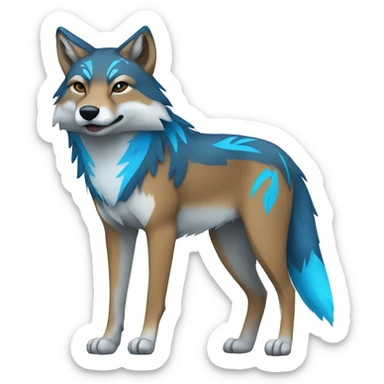Coywolf With Blue Tribal Markings Full Body sticker