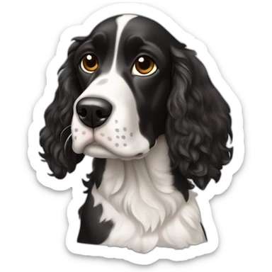 Chien noir et blanc cocker croisé springer sticker