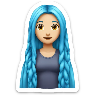 Girl with two very long blue hair in only two long plaits on either side touching the floor  sticker
