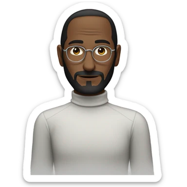 humanized brookoli that looks like steve jobs, black turtle neck  sticker