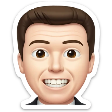 Light G Major Rick Astley with straight face but only his front teeth are sticking out and the background also has Light G Major effects too sticker