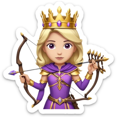 Archer Queen with crossbow, crown, purple and gold outfit sticker