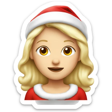 White blond girl as santa claus With hat  sticker