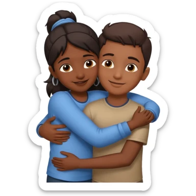 indian boy hugging indian girl from behind... boys hand down near navel of girl... boys head on the shoulder of girl... hugging tight.. more romantic... with more love sticker