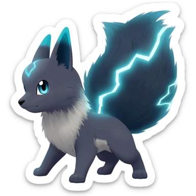 Elemental furry Dark-type-Electric-type natural Pokémon-Fakémon-creature sticker