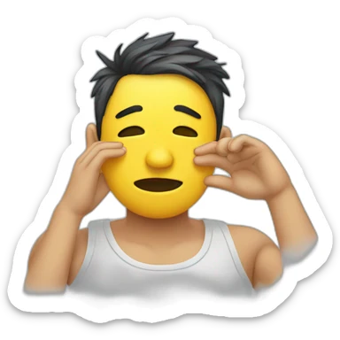 person wipes sweat from their face sticker