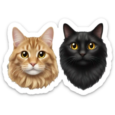 a long haired tabby cat and black cat sticker