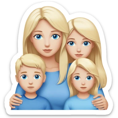Mom with blonde hair blue eyes with son and daughter blonde hair blue eyes  sticker
