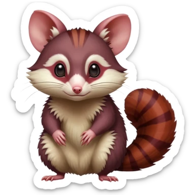Dark Brownish red soft natural realistic romantic vintage antique divine beautiful elegant pretty precious cute young youthful  Fakémon-Pokémon-alien-Furret-opossum-feline-rodent-hybrid-creature (full body) sticker