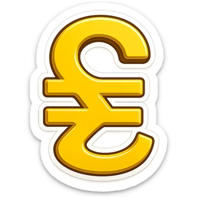 Ukrainian hryvnia currency symbol emoji, with a border, transparent background, in the style of apple emoji sticker