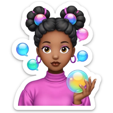 Black woman with bubble Space buns sticker