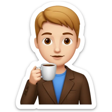 A marketer drinks coffee. sticker