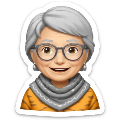 create me a slack emoji of a very old tiger shark, dressed like a grandma, with grey hair and glasses sticker