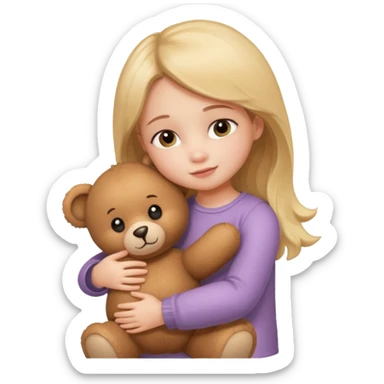 Little girl – hugging a teddy bear.
 sticker